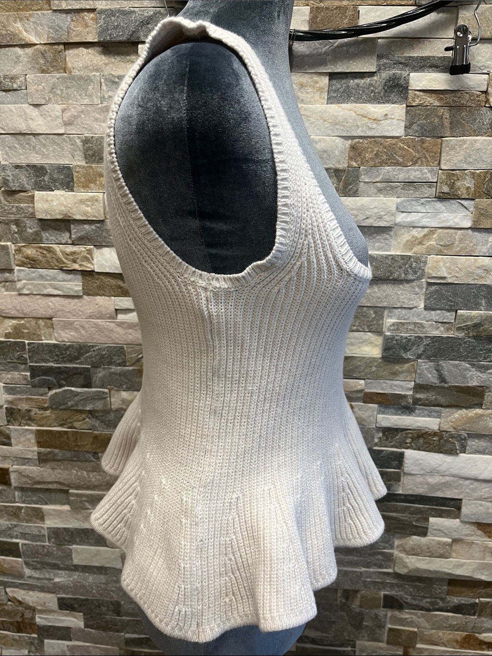 Astr Cream Ribbed Peplum Tank Top - Picture 6 of 7